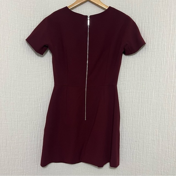 French Connection Burgundy Knee Length Zipper Back Dress | Size US 4 - Picture 3 of 6